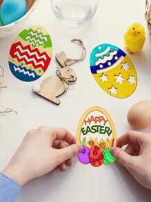 6pcs Easter Hollow Out Design Wall Hanging - Beige - View 2