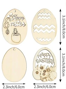 6pcs Easter Hollow Out Design Wall Hanging - Beige - View 3