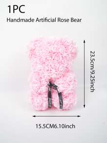1 pieza Oso de rosas artificiales como regalo para mujeres, oso de peluche con flores románticas, ideal para cumpleaños/Día de la Madre (caja de regalo no incluida), decoración de mesa, centros de mesa, flores artificiales, flores de plástico, Día de San Valentín, regalo