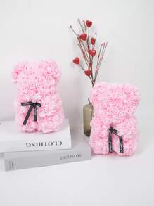 1 pieza Oso de rosas artificiales como regalo para mujeres, oso de peluche con flores románticas, ideal para cumpleaños/Día de la Madre (caja de regalo no incluida), decoración de mesa, centros de mesa, flores artificiales, flores de plástico, Día de San Valentín, regalo