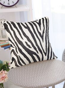 斑馬紋靠墊套不附帶墊芯 - 黑與白 - 查看 1