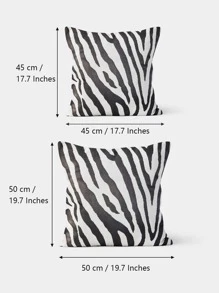斑馬紋靠墊套不附帶墊芯 - 黑與白 - 查看 2