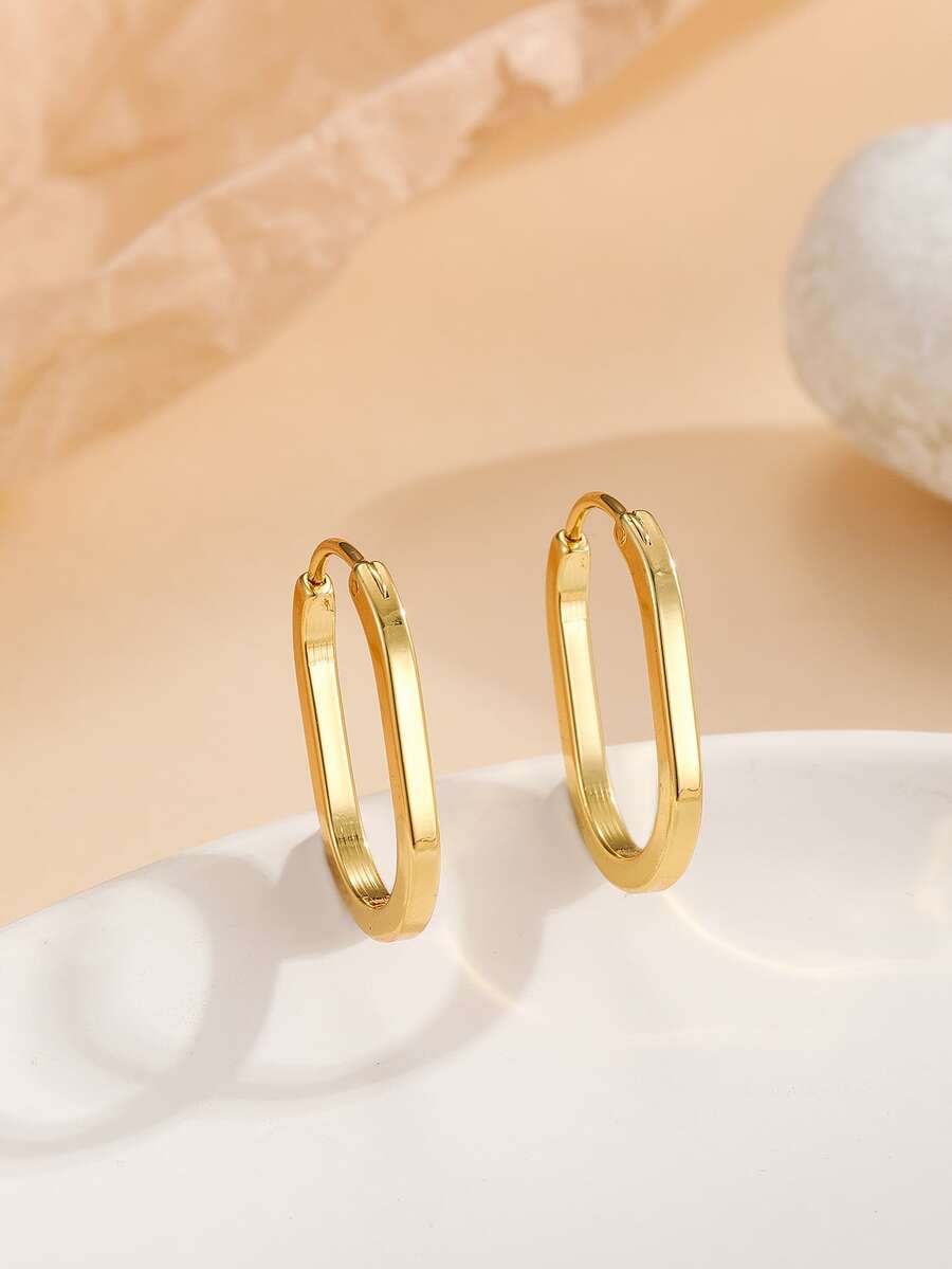 Minimalist Hoop Earrings - Yellow Gold - View 1