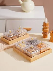 1件套透明食物儲藏盒和託盤 - 無色 - 查看 1