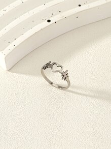 Heart Decor Ring - Silver - View 2