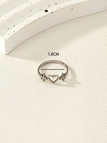 Heart Decor Ring - Silver - View 3