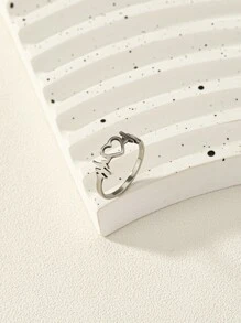 Heart Decor Ring - Silver - View 4