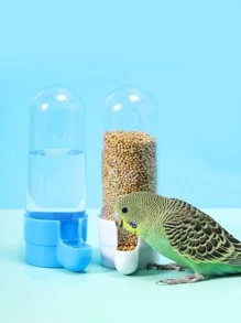 1入組透明隨機色鸚鵡喂食器飲水器帶夾 - 彩色 - 查看 1