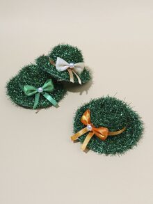 1pc St. Patrick's Day Bow Decor Random Pet Hat - Multicolor - View 3