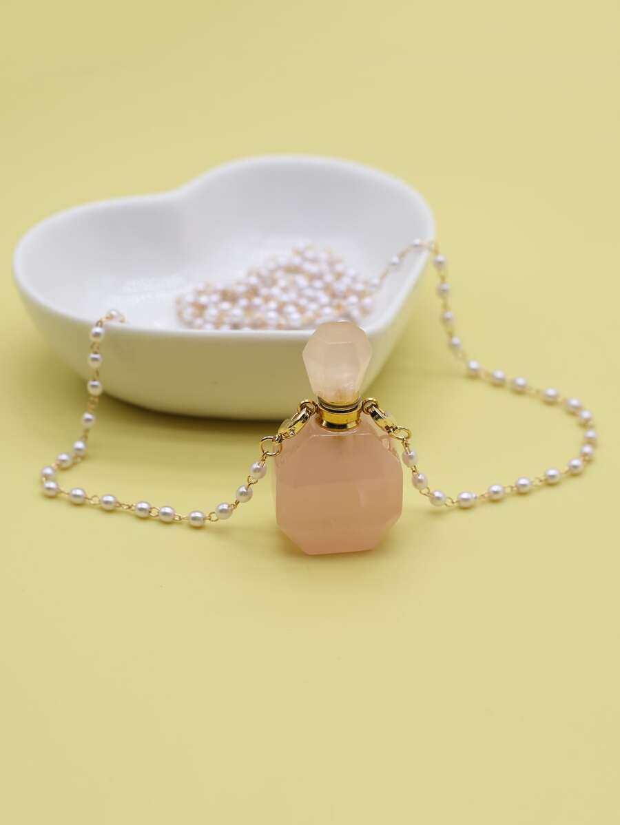 瓶子墜飾珍珠串珠項鍊