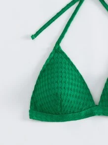 Top bikini triángulo unicolor halter - Verde - Ver 4