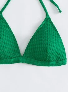 Top bikini triángulo unicolor halter - Verde - Ver 5