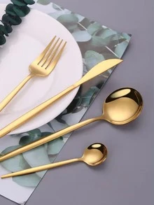 4pcs Stainless Steel Cutlery Set - Gold - View 3