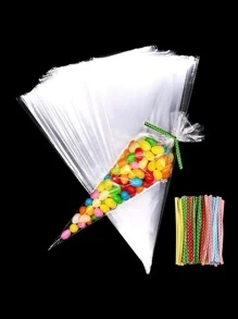 50 cái Túi đóng gói ngẫu nhiên trong suốt có dây buộc xoắn - Trong sáng - Xem 1