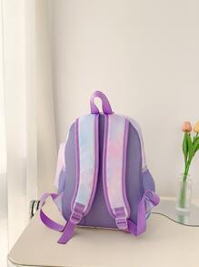 Mochila con estampado de sirena y unicornio de dibujos animados para adolescentes/niños, con estuche para lápices - Multicolor - Ver 6
