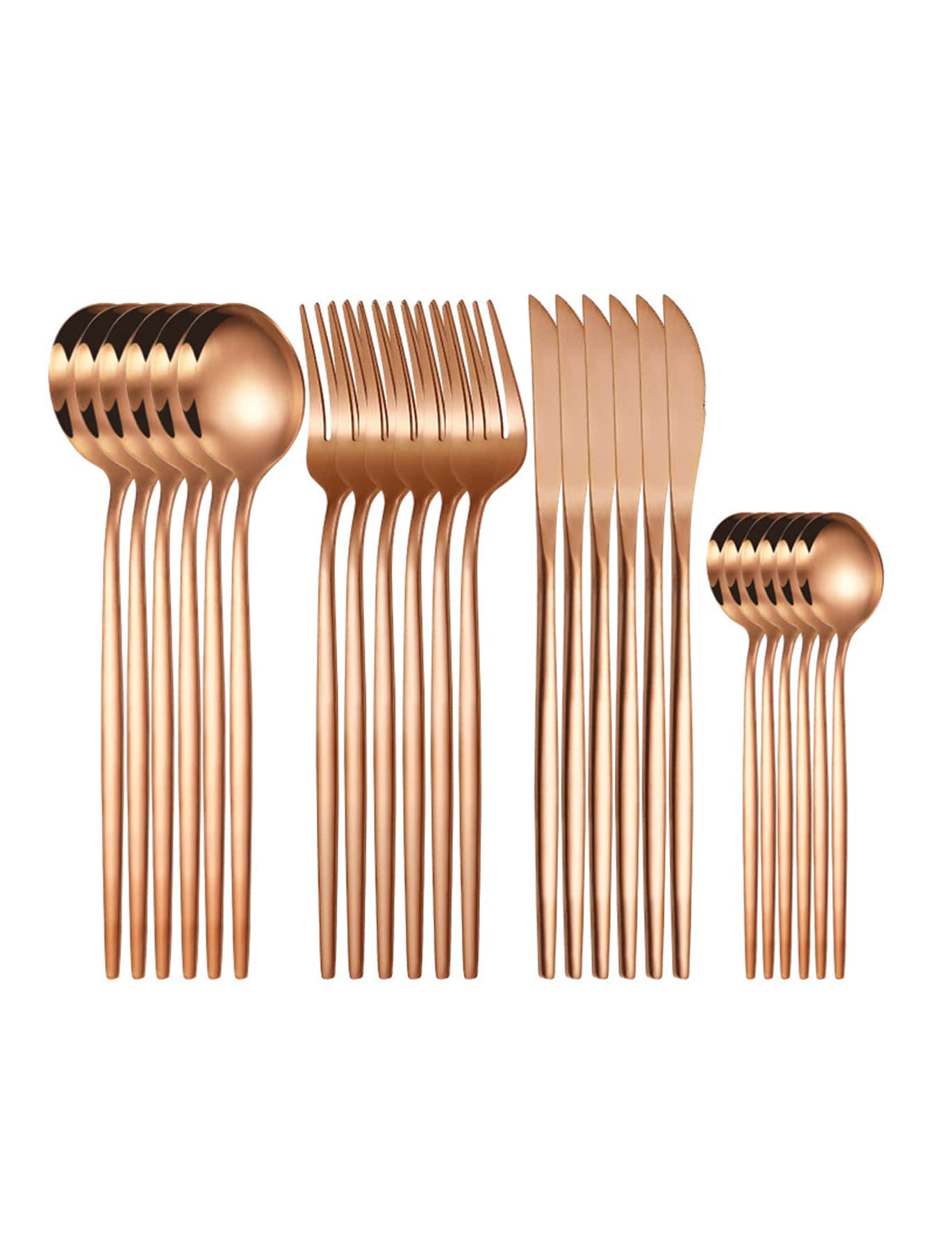 24pcs/set Stainless Steel Cutlery, Portuguese Cutlery Spoon, Western Cutlery Set - Rose Gold - View 1