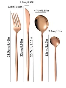 24pcs/set Stainless Steel Cutlery, Portuguese Cutlery Spoon, Western Cutlery Set - Rose Gold - View 2