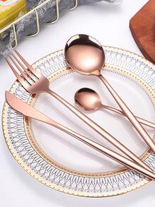 24pcs/set Stainless Steel Cutlery, Portuguese Cutlery Spoon, Western Cutlery Set - Rose Gold - View 3