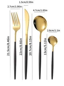 24 piezas/set cubiertos de acero inoxidable, cuchara de cubiertos portuguesa, juego de cubiertos occidental - Multicolor - Ver 2