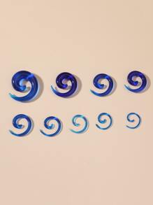 9 Cái/bộ Thiết Kế Vòng Xoáy Tai Đo Phổ Biến Cơ Thể Xuyên Quà Tặng Trang Sức Cho Phụ Nữ Và Nam Giới - Màu xanh lam - Xem 1