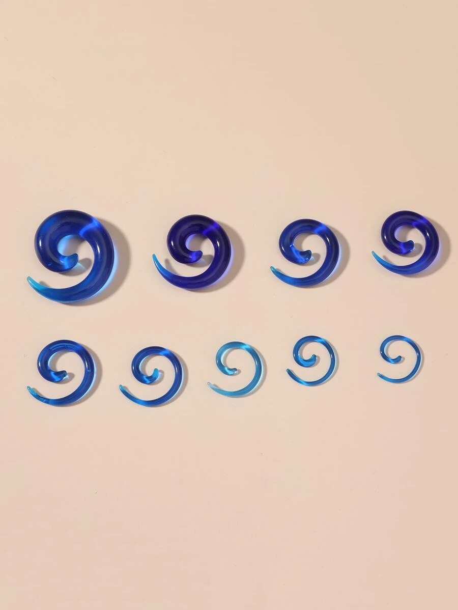 9 Cái/bộ Thiết Kế Vòng Xoáy Tai Đo Phổ Biến Cơ Thể Xuyên Quà Tặng Trang Sức Cho Phụ Nữ Và Nam Giới - Màu xanh lam - Xem 1