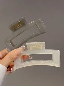 2pcs Large Size Matte & Frosted Solid Color Hair Claw Clip With Minimalist Design Y2k - Multicolor - View 1