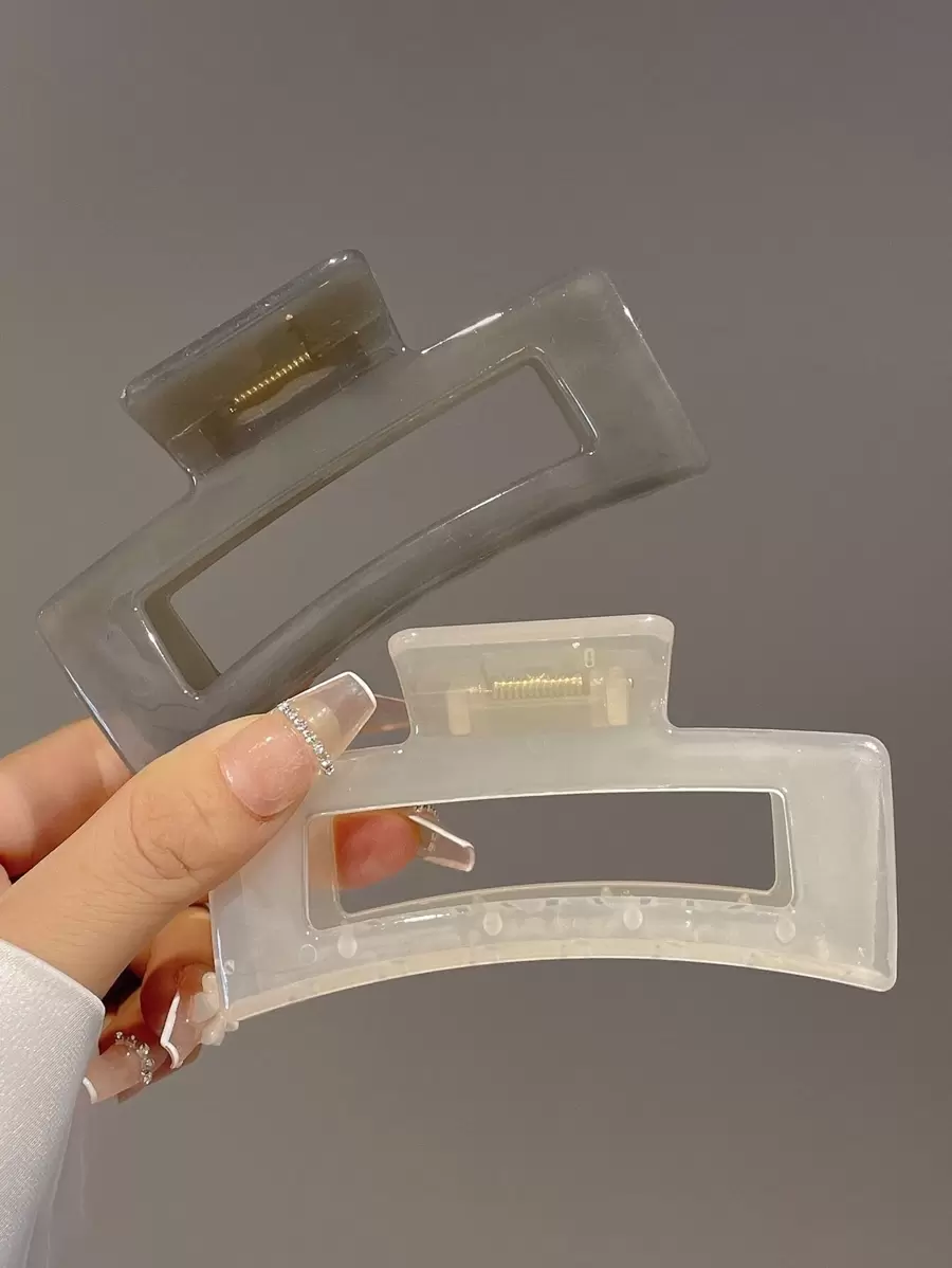 2pcs Large Size Matte & Frosted Solid Color Hair Claw Clip With Minimalist Design Y2k - Multicolor - View 1