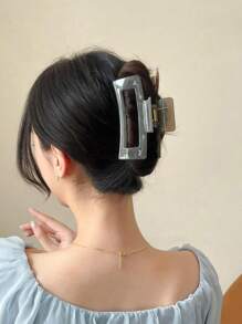 2pcs Large Size Matte & Frosted Solid Color Hair Claw Clip With Minimalist Design Y2k - Multicolor - View 2