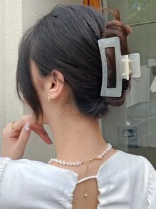 2pcs Large Size Matte & Frosted Solid Color Hair Claw Clip With Minimalist Design Y2k - Multicolor - View 3