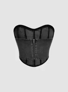 SHEIN MOD Casual Washed Denim Camisole Top, Summer - Dark Grey - View 2