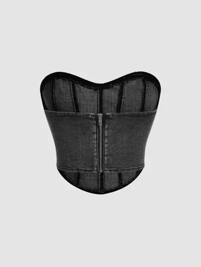 SHEIN MOD Áo hai dây denim giặt thường ngày, mùa hè