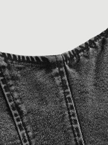 SHEIN MOD Casual Washed Denim Camisole Top, Summer - Dark Grey - View 3