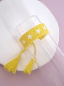 Star Embroidered Tassel Decor Bracelet - Multicolor - View 2