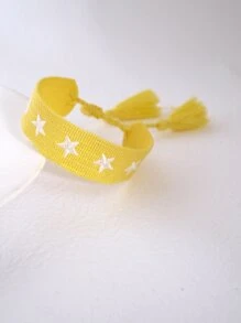 Star Embroidered Tassel Decor Bracelet - Multicolor - View 3