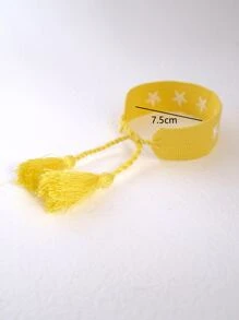 Star Embroidered Tassel Decor Bracelet - Multicolor - View 4