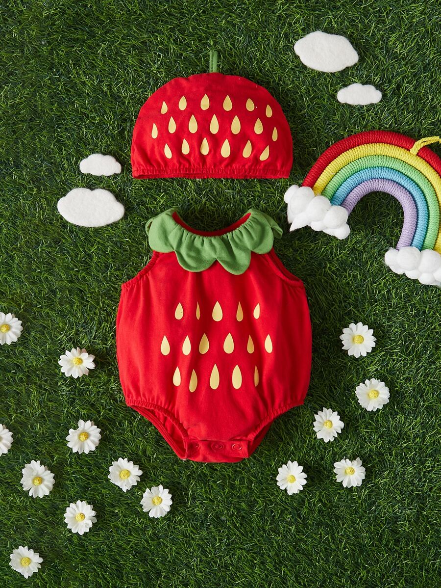 SHEIN Baby Strawberry Design  Set - Multicolor - View 1