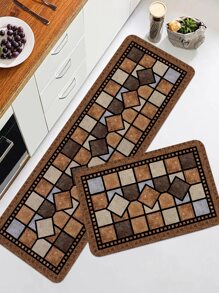 1pc Geometric Pattern Kitchen Rug - Multicolor - View 4