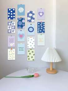 15pcs Flower & Slogan Graphic Postcard - Multicolor - View 3