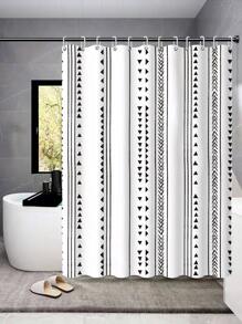 几何图案浴帘家居浴室装饰秋季装饰浴室配件返校季 - 黑與白 - 查看 1