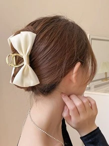 簡約優雅，適用於女孩日常髮型裝扮的蝴蝶結裝飾髮卡 - 白色 - 查看 1