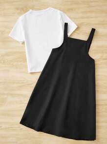 Chicas Camiseta unicolor & Vestido de tirantes - Blanco y Negro - Ver 2