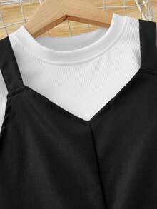 Chicas Camiseta unicolor & Vestido de tirantes - Blanco y Negro - Ver 4