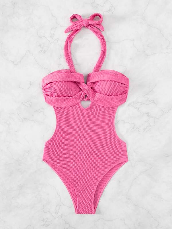 Cut Out Halter Neck Backless One Piece Swimsuit SHEIN USA