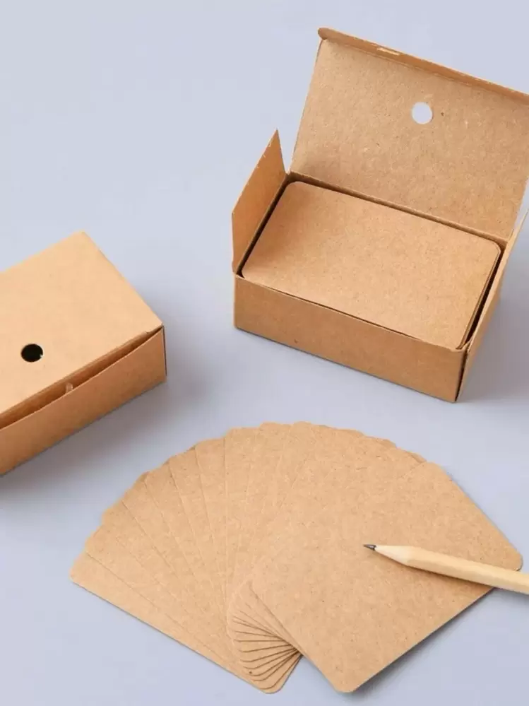 100 cái/hộp Chất rắn Nâu Màu sắc Giấy ghi chú hình chữ nhật , Đơn giản Đa dụng Danh thiếp Cho văn phòng , Danh thiếp , Đơn giản Đa dụng Giấy ghi chú hình chữ nhật Đối với - màu nâu - Xem 2