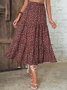 Breezaya Váy Maxi Ren Hoa Ditsy Burgundy Trang Phục Đi Biển Cho Nữ - Màu Đỏ Sâu - Xem 3