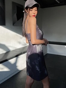 DAZY Graphic Print Cami Dress - Dark Grey - View 5