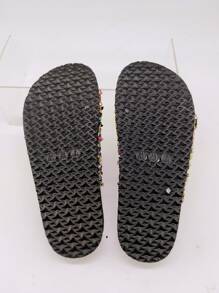 Chanclas con diseño de diamante de imitación con doble hebilla - Multicolor - Ver 2