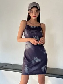 DAZY Graphic Print Cami Dress - Dark Grey - View 6