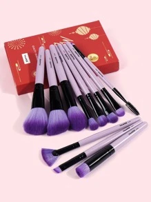 Set de 11 brochas de maquillaje, set de brochas, kit de brochas de maquillaje, set de brochas de maquillaje, set de maquillaje completo, set de brochas de maquillaje, kit de maquillaje completo, set de brochas, set de brochas de maquillaje, set de regalo de maquillaje, set - Morado Violeta - Ver 2