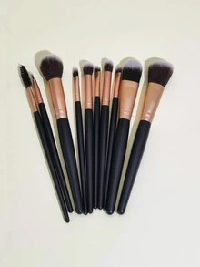 10 piezas Juego de brochas de maquillaje, Juego de brochas, Kit de brochas de maquillaje, Juego de brochas de maquillaje, Juego de maquillaje completo, Juego de brochas de maquillaje, Kit de maquillaje completo, Juego de brochas, Juego de brochas de maquillaje, Juego de regalo de maquillaje - Negro - Ver 2